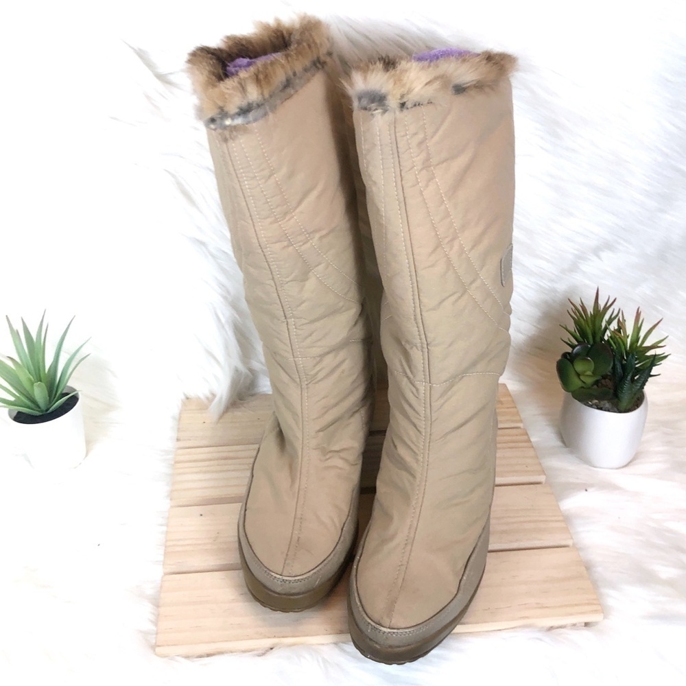 Diadora Vintage Women's Beige Fur Lined Winter Boots Made in Italy‎ Size 40 - Picture 4 of 7